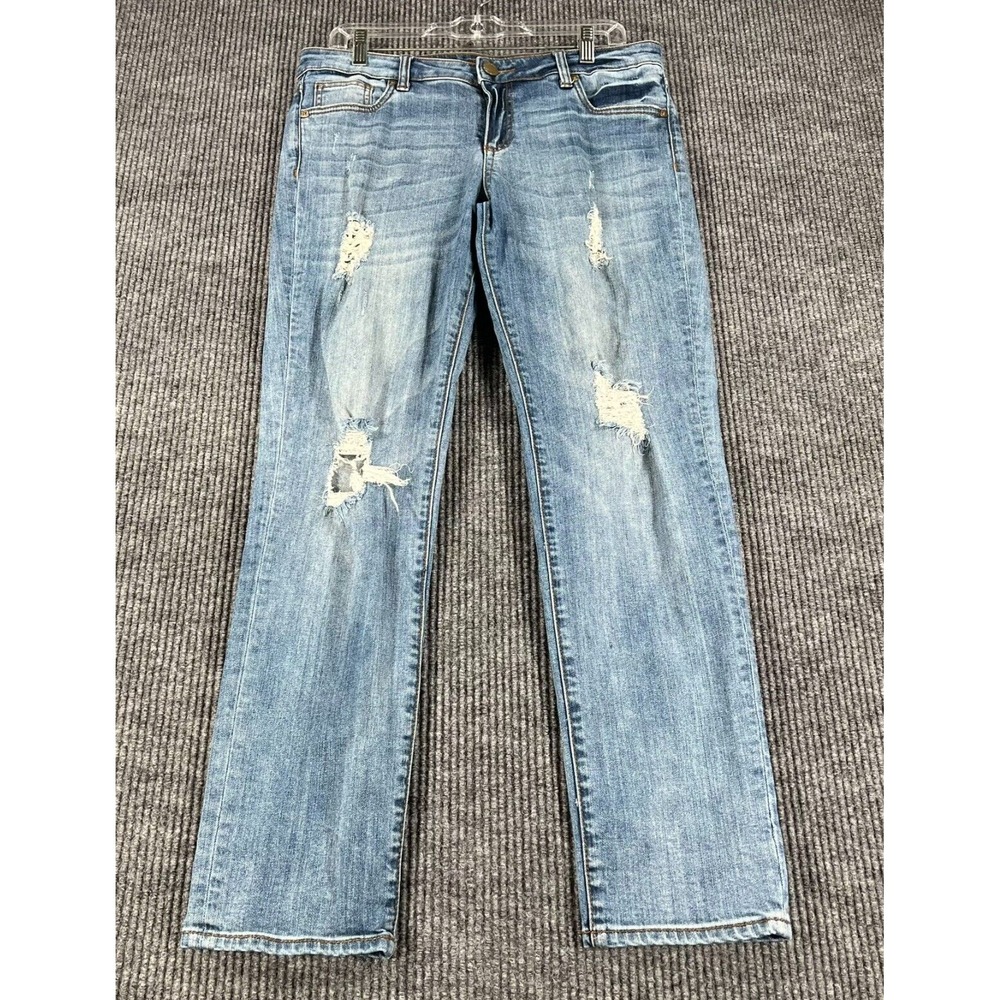 Kut from the Kloth Jeans Womens 10 Blue Denim Distressed Boyfriend Fit Casual